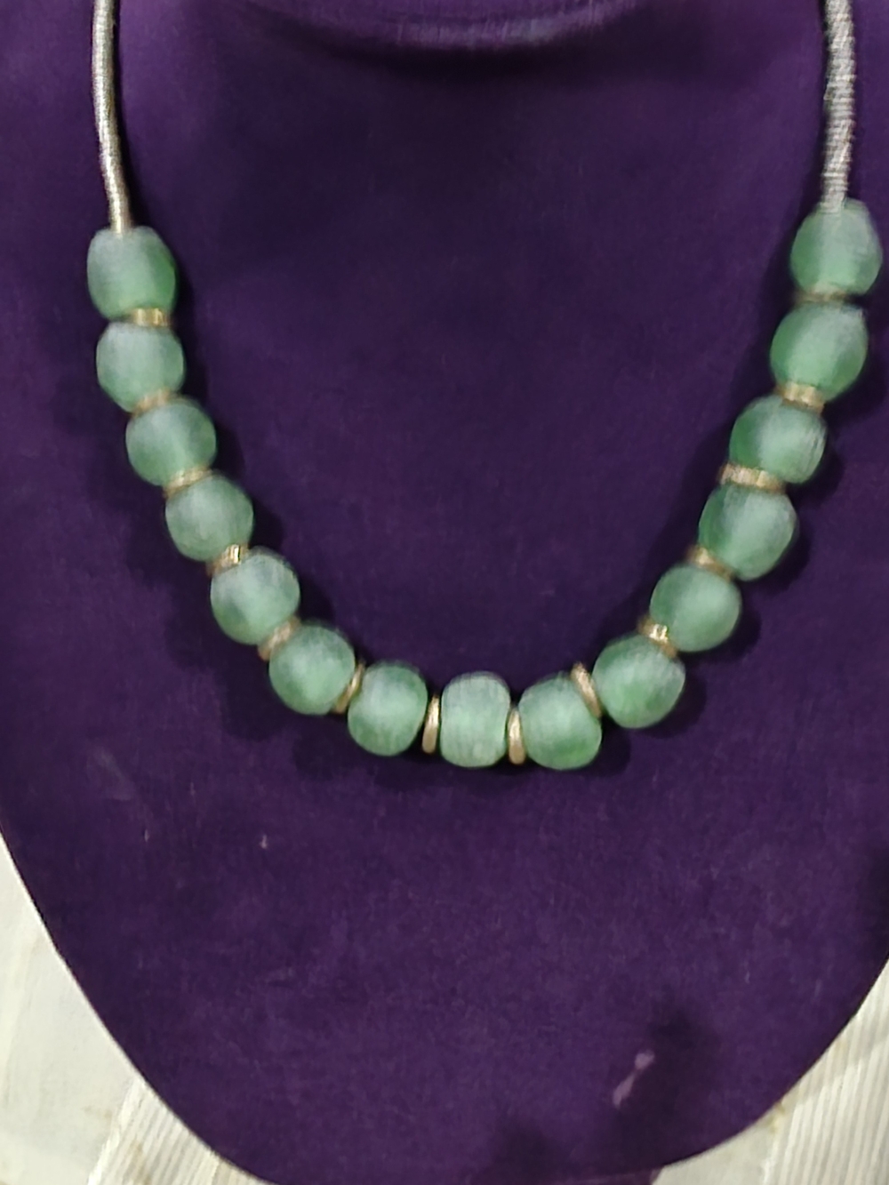 African Sea Glass Necklace Seafoam Green Recycled Glass Artisan Jewelry